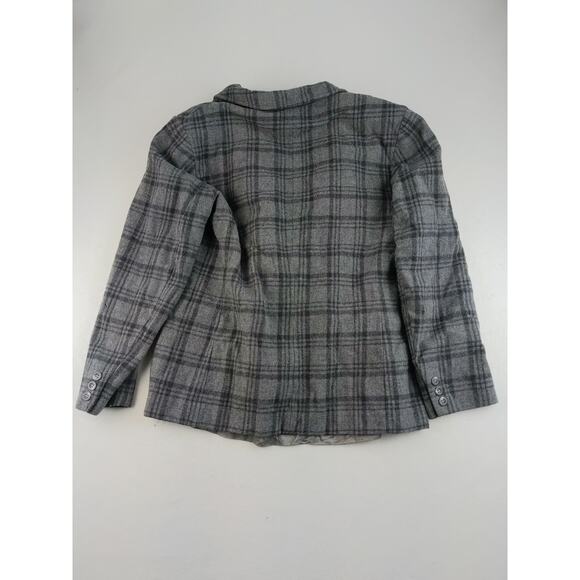 Womans Vintage Pendleton 100% Virgin Wool Blazer Jacket Gray & Black Plaid - Picture 2 of 11